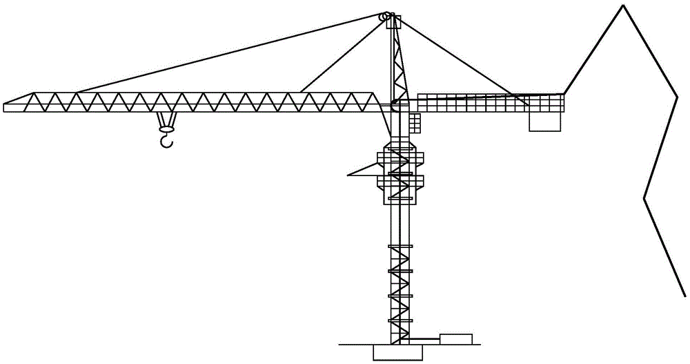 A tower crane type concrete conveying device