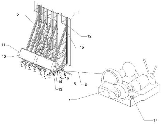 Subway station side wall large formwork moving device