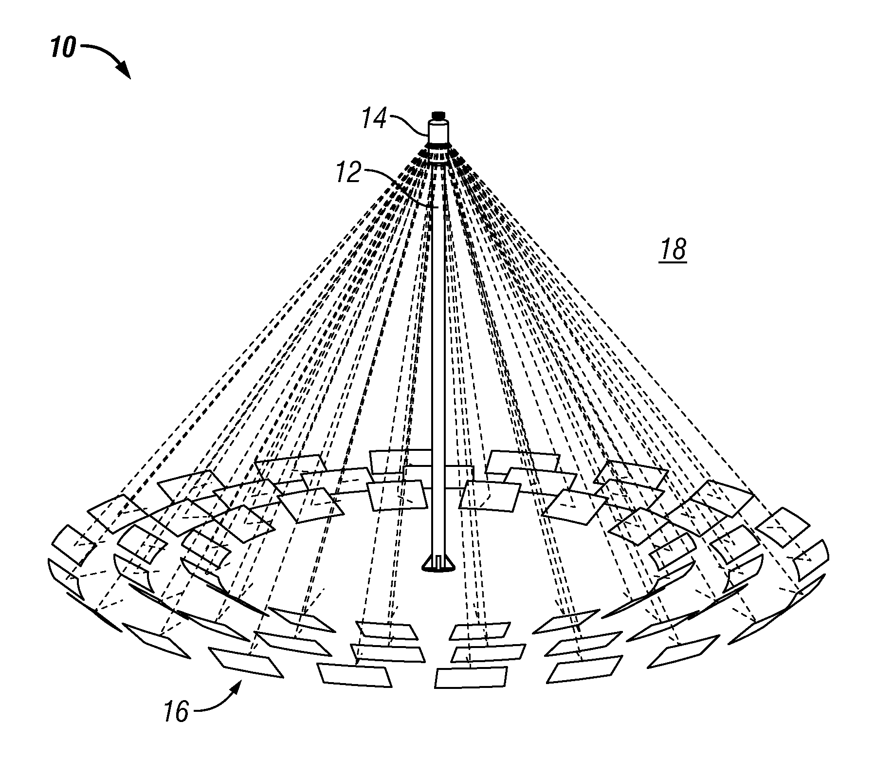 System for collecting concentrated solar radiation