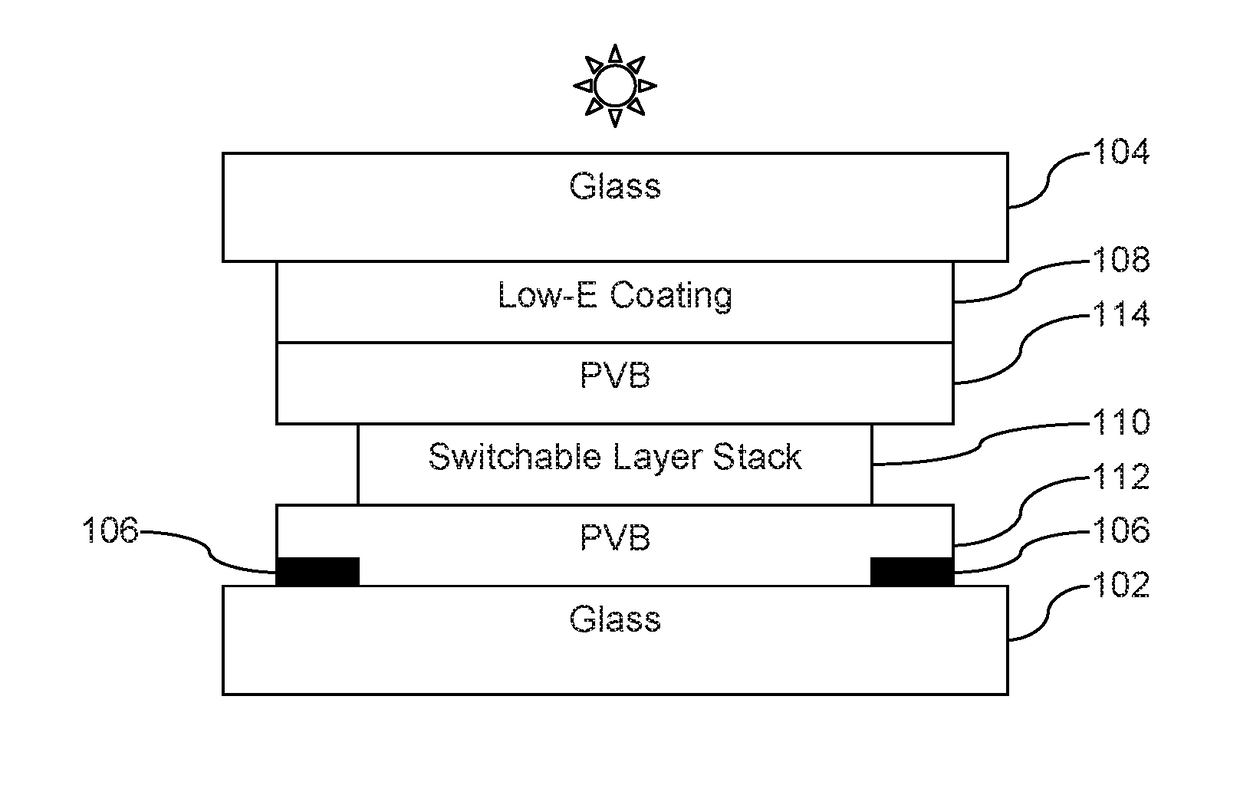 Vehicle sunroof with switchable glazing and side-firing light emitting diodes and/or methods of making the same