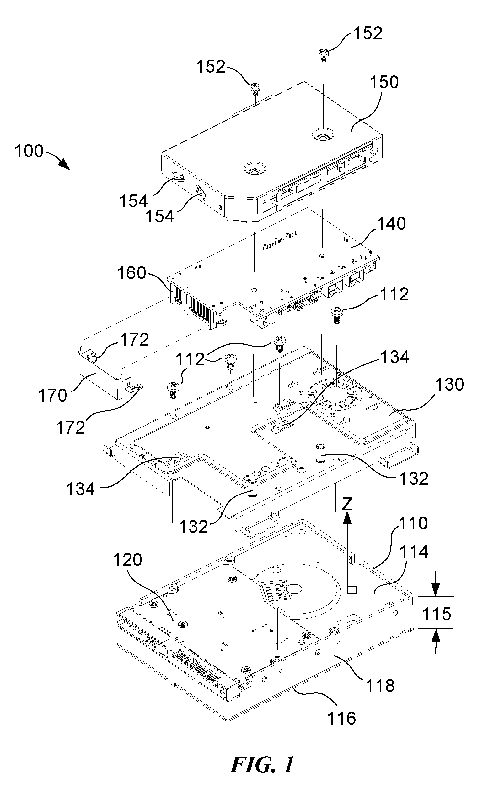 Information storage device with a bridge controller and a plurality of electrically coupled conductive shields