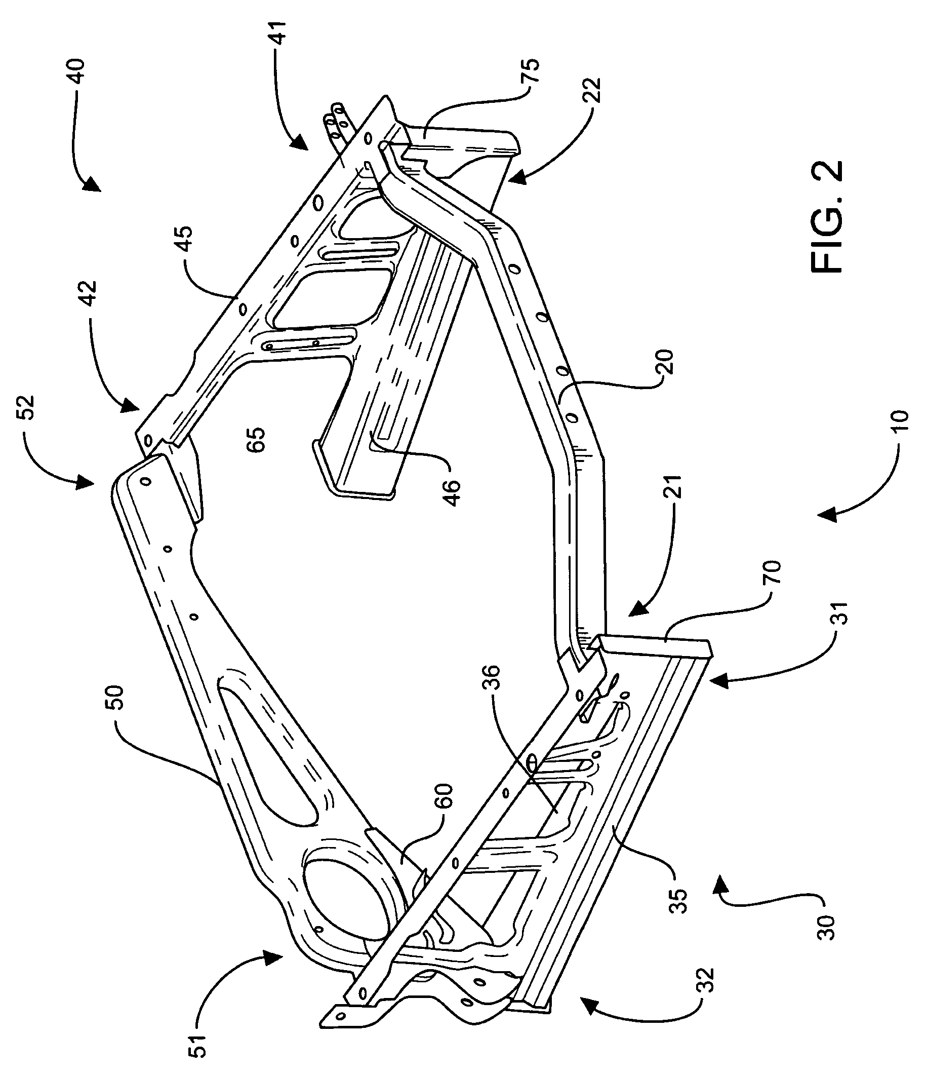 Force redistributing system for a vehicle in the event of a rear impact