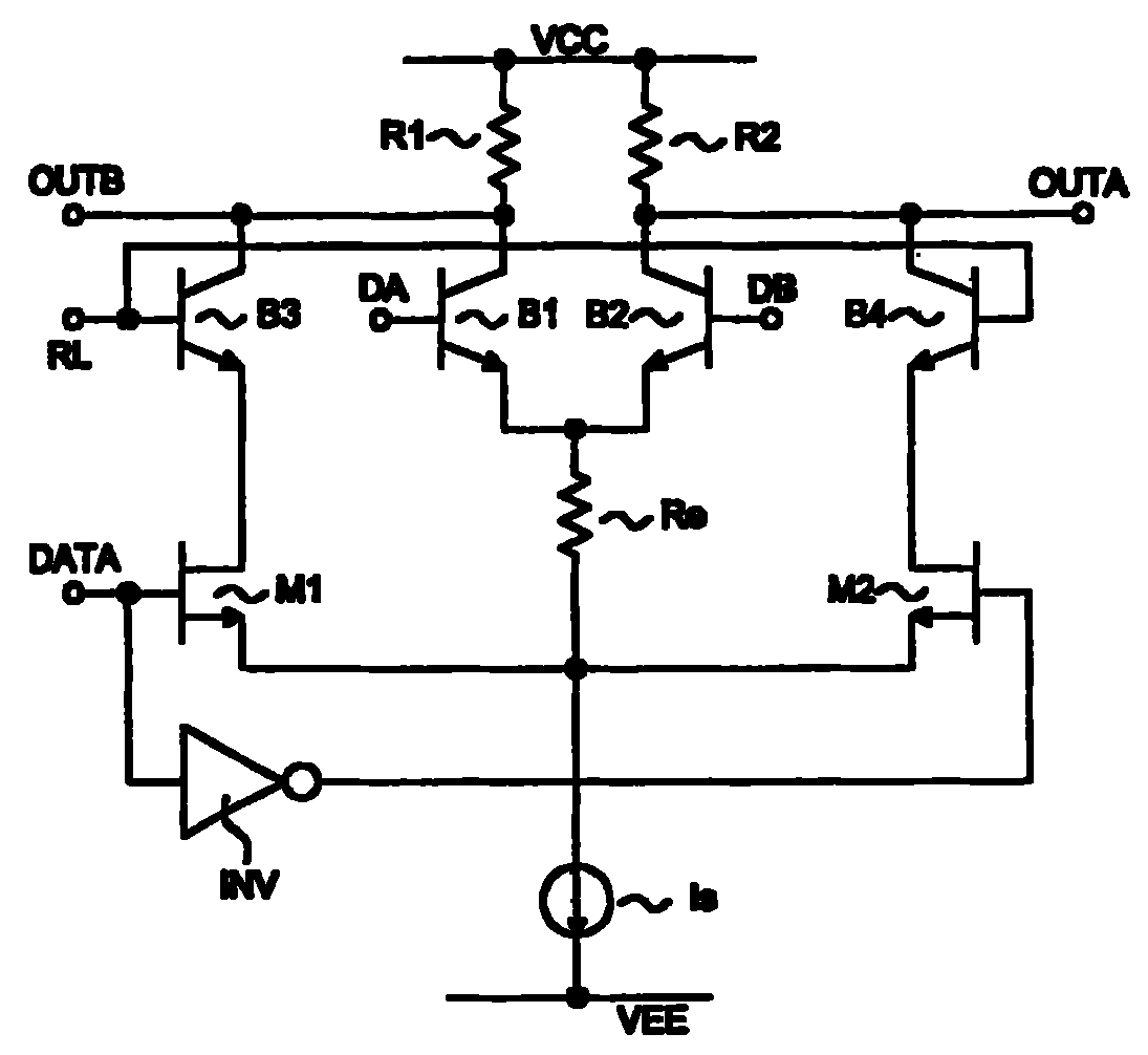 Emitter coupled logic circuit having data heavy dnty function