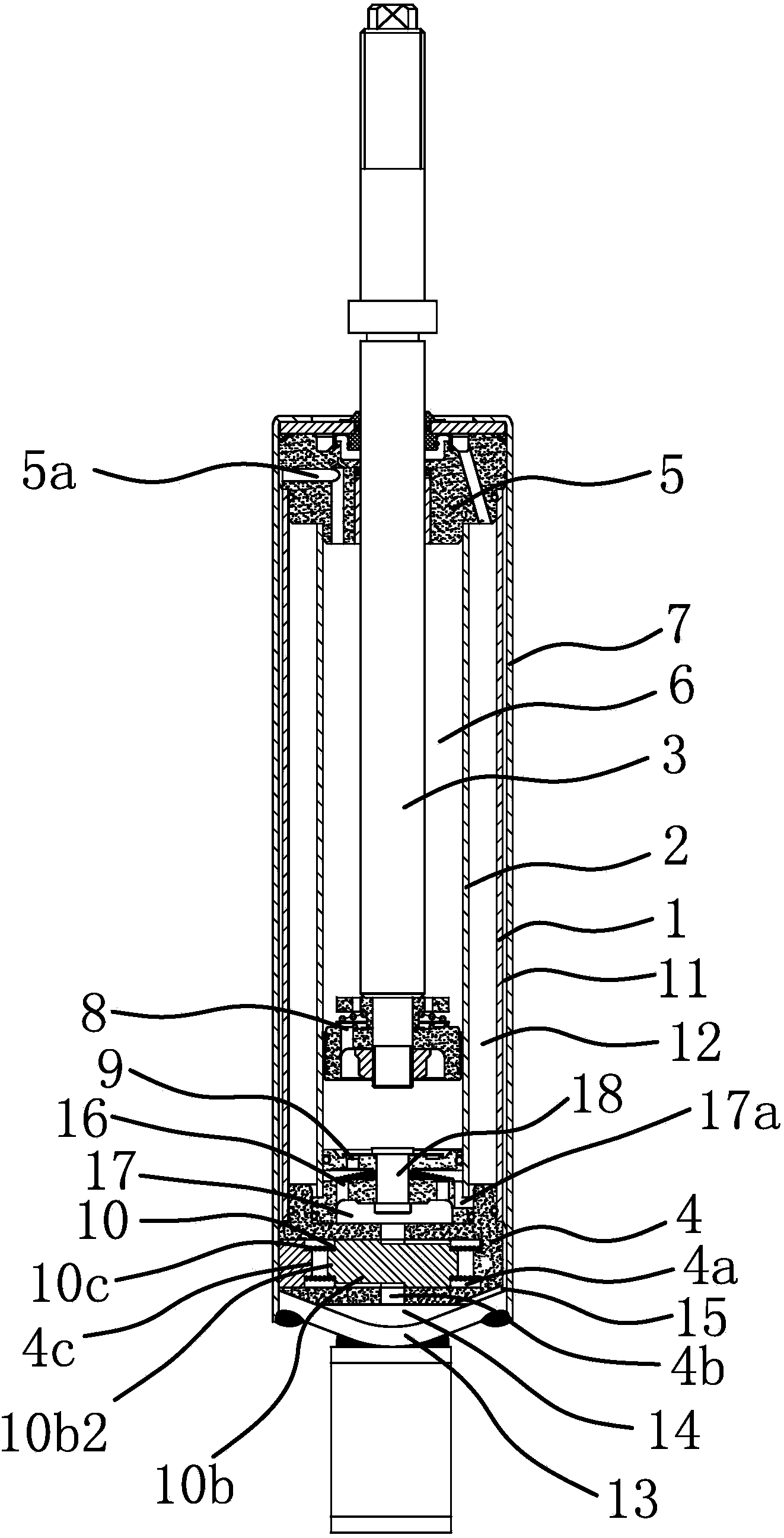 Self-adaptive three-cylinder side-turn-prevention shock absorber