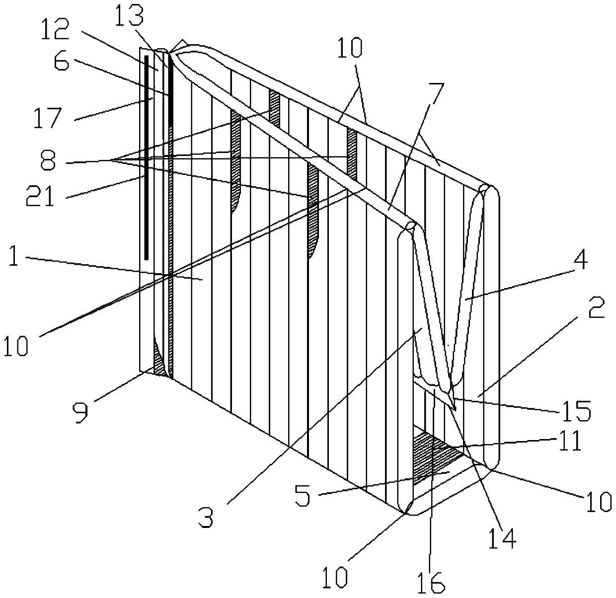 V-shaped corner protection cushion air column bag and manufacturing method thereof