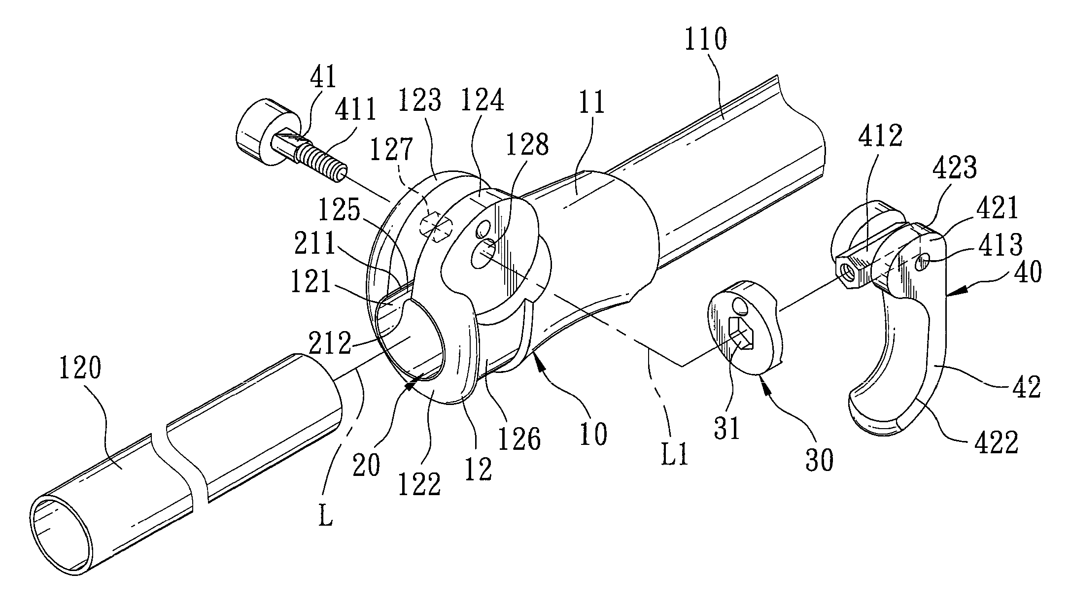Clamping device for a telescopic rod