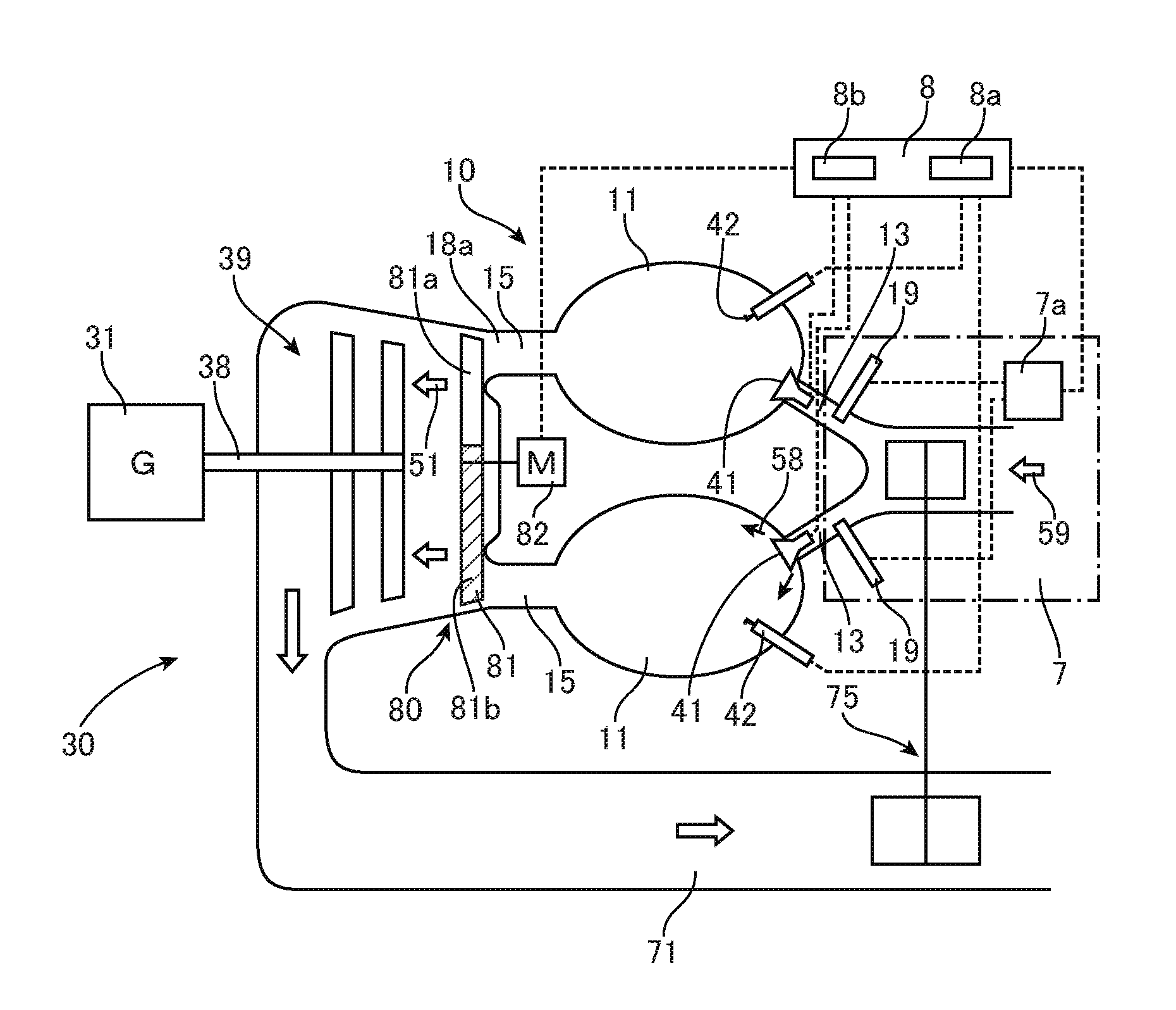 Engine jetting out combustion gas as driving force