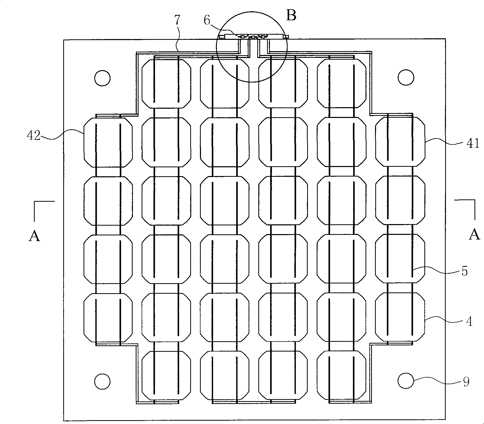 Solar battery module for glass curtain wall