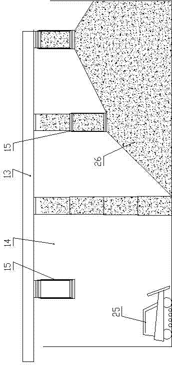 Electric hoist driving type dispersive material layering-preventive warehousing system