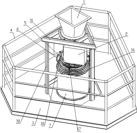 Electric hoist driving type dispersive material layering-preventive warehousing system