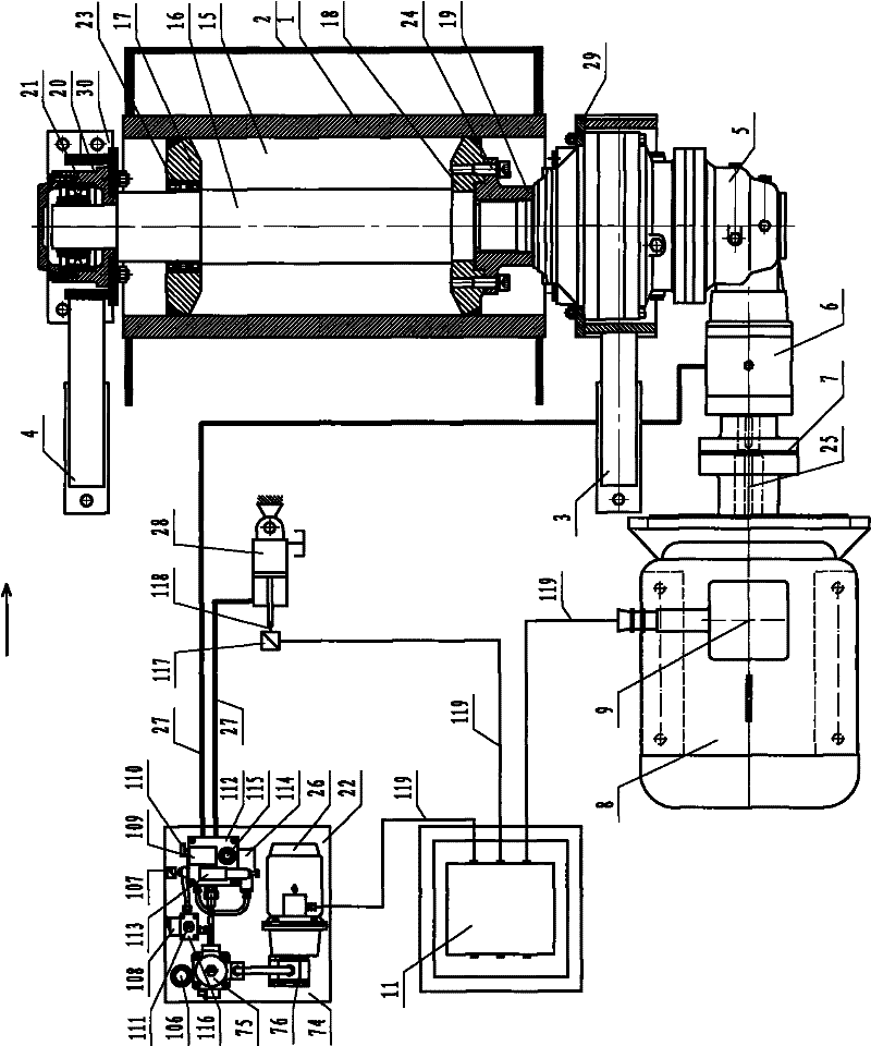 Frequency conversion type automatic tension device of extension band type conveyor