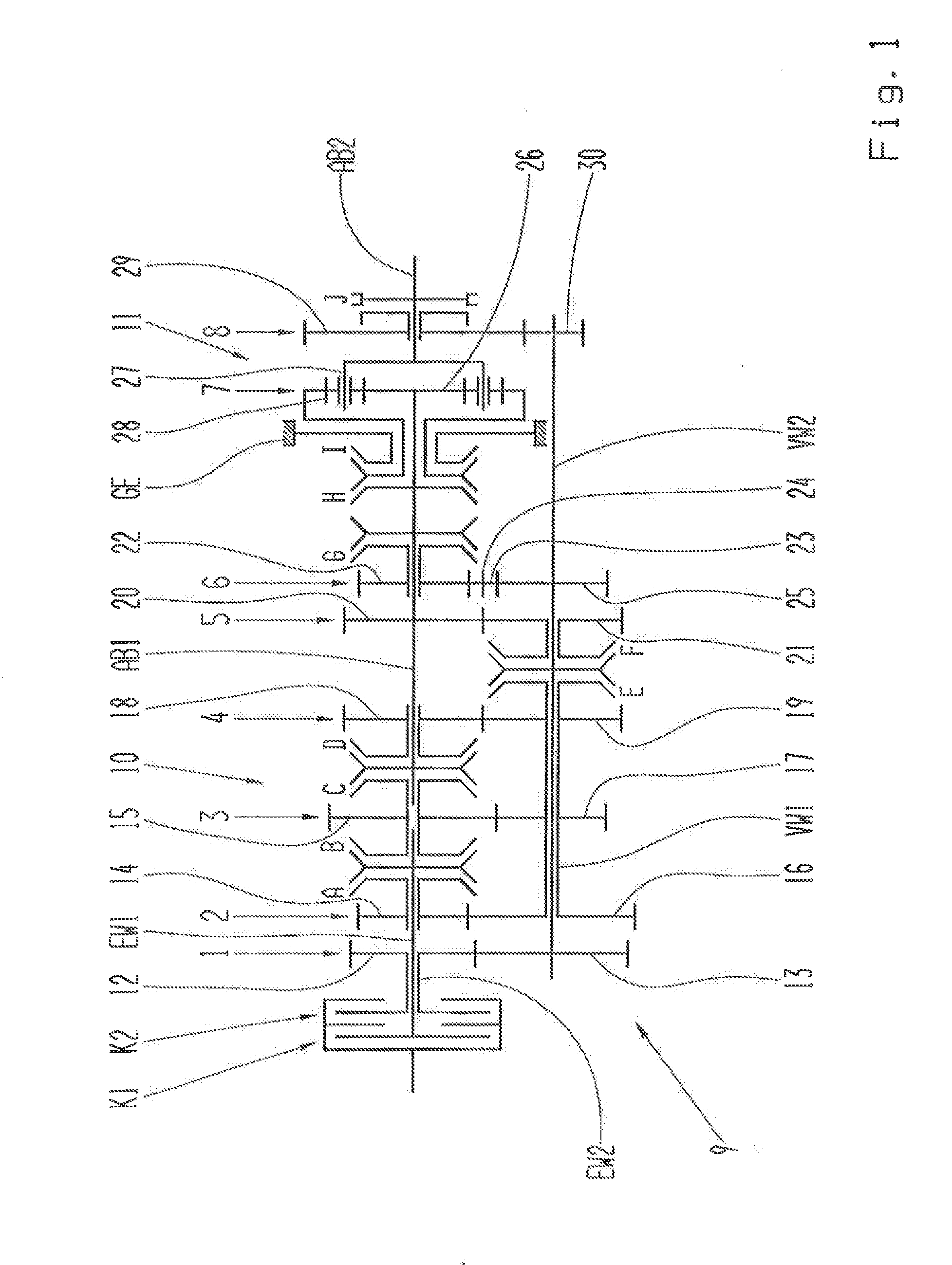 Dual clutch gearbox with countershaft design