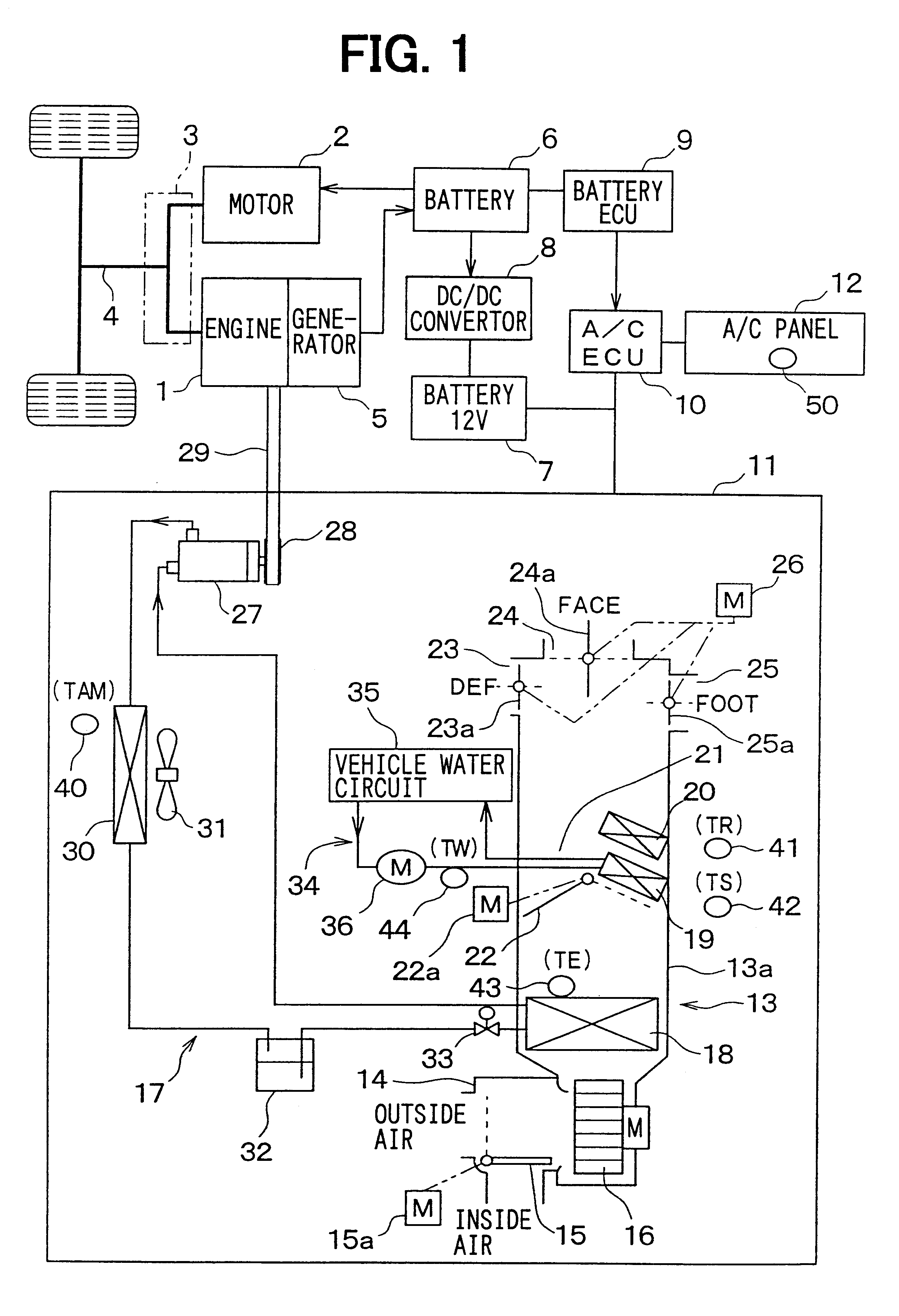 Charging control system for air conditioner and battery