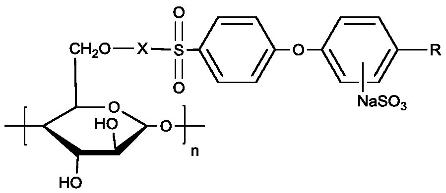 Starch-modified sodium alkyl benzene sulfonate derivative and application thereof