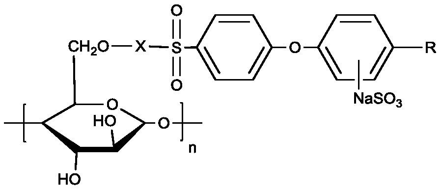 Starch-modified sodium alkyl benzene sulfonate derivative and application thereof