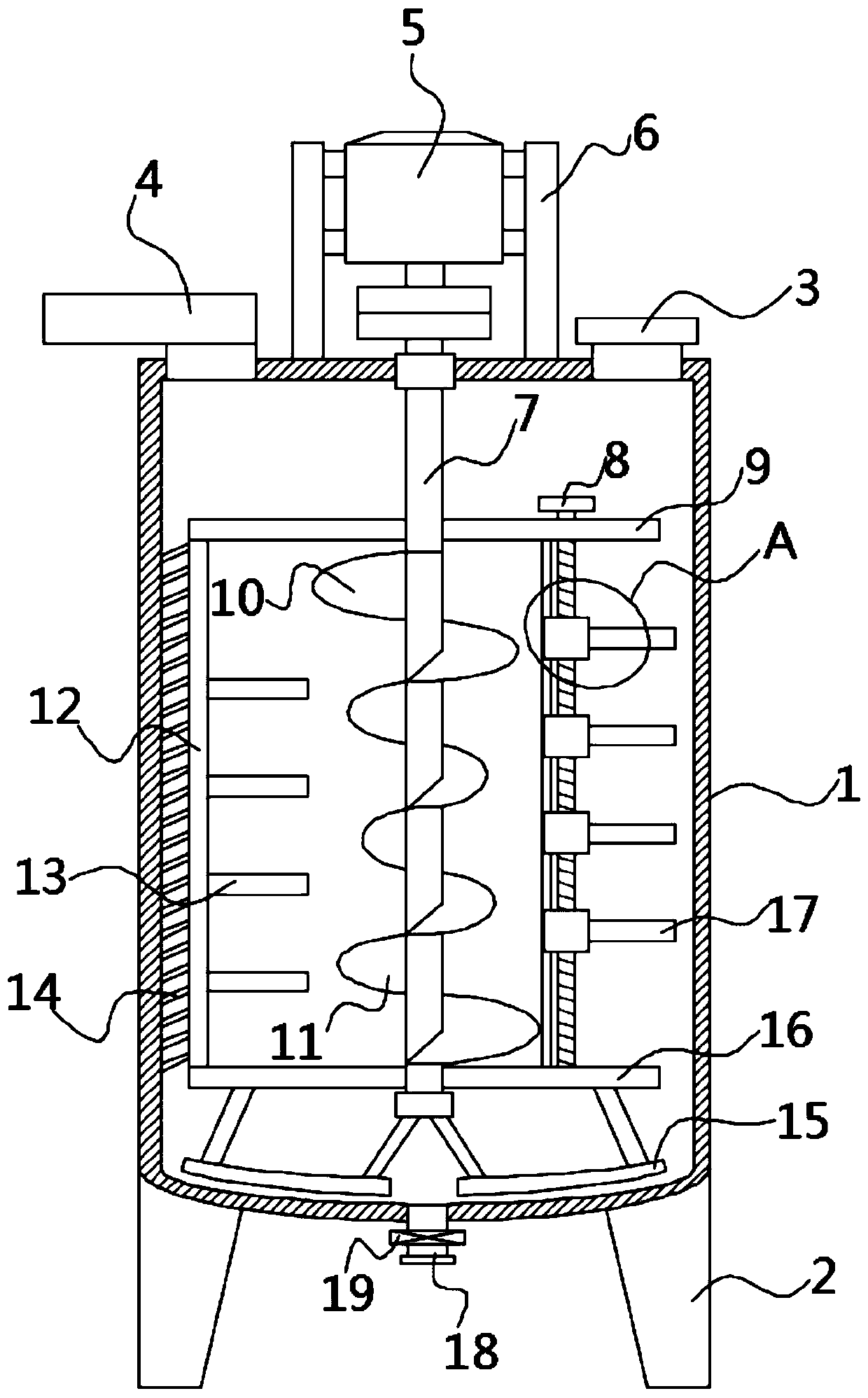 Vertical mixing device and application of vertical mixing device in production of bladder irrigation solution