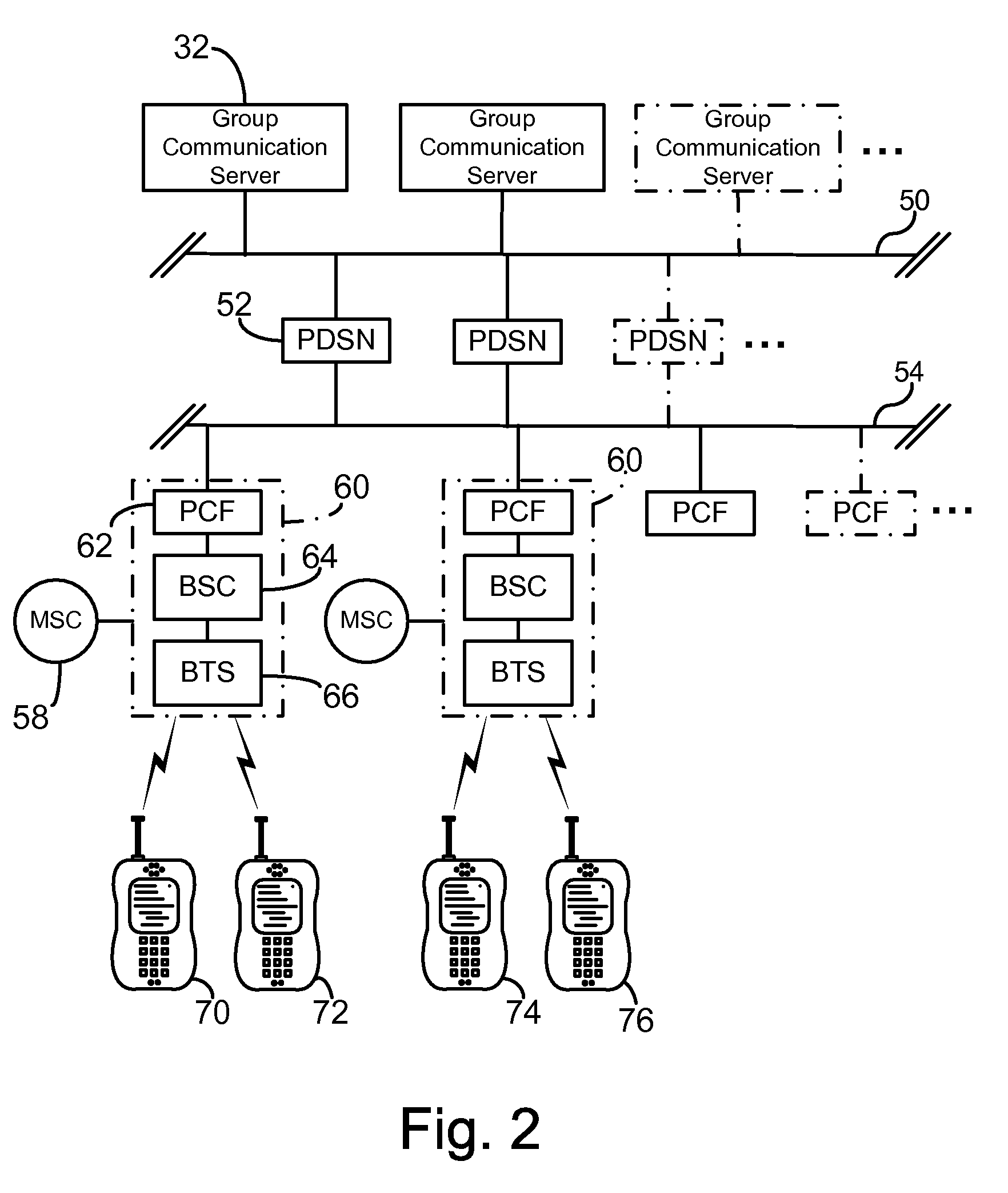 Database architecture for supporting group communications among wireless communication devices