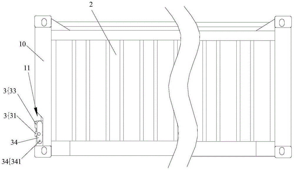 Unlocking device for container, lock structure with unlocking device and container