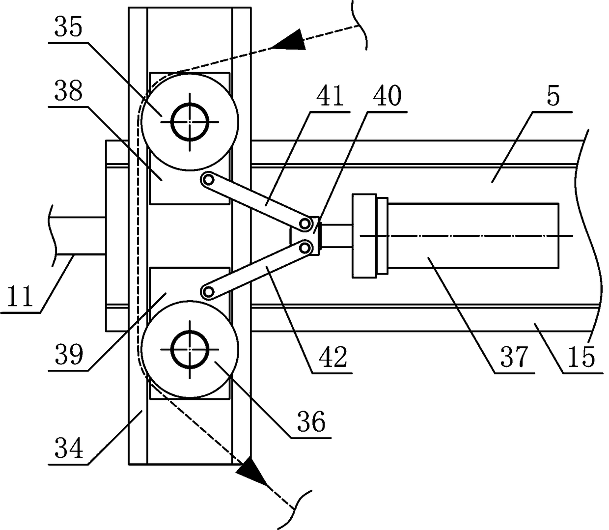 Film conveying film storage mechanism