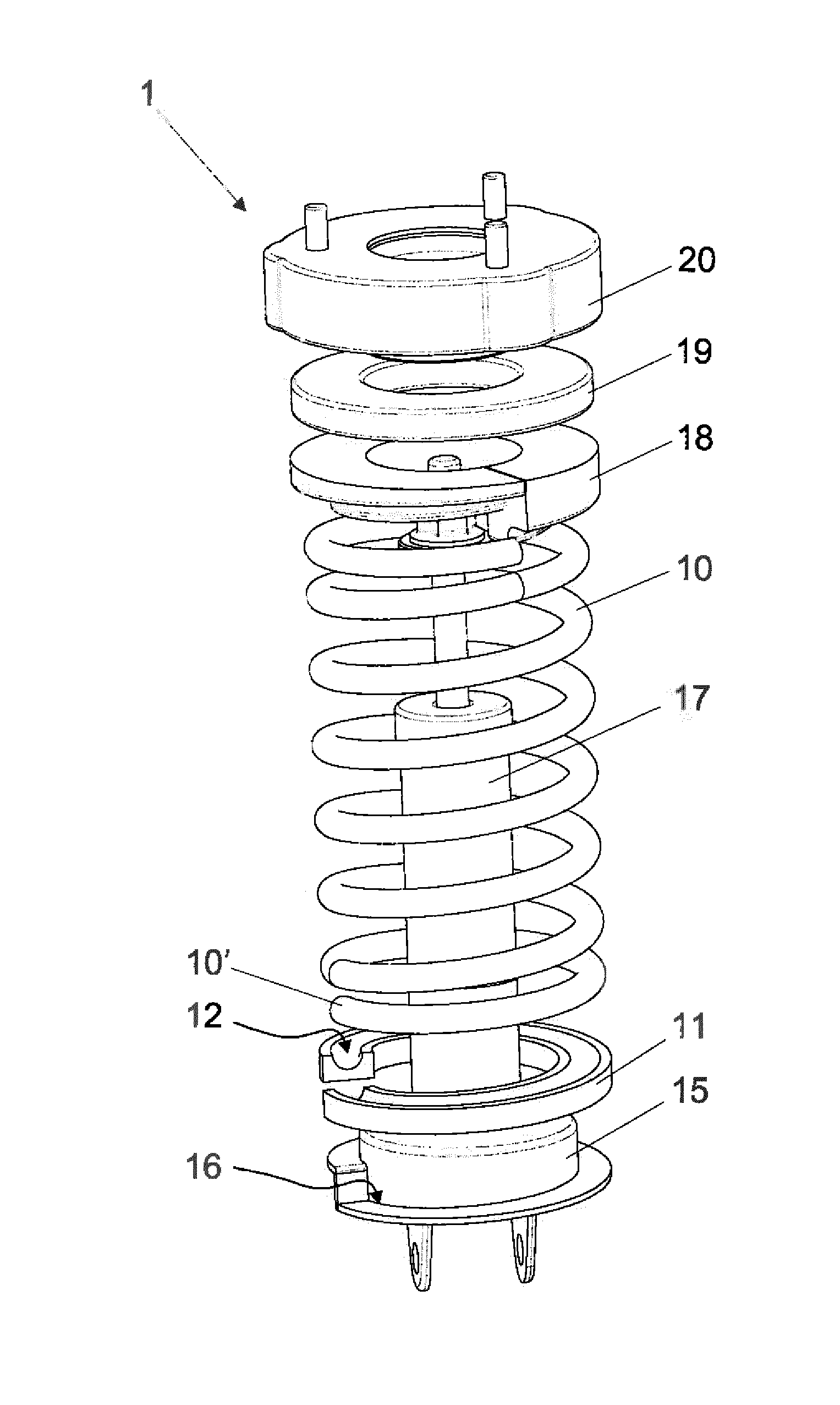 Bearing arrangement for a spring of a vehicle chassis