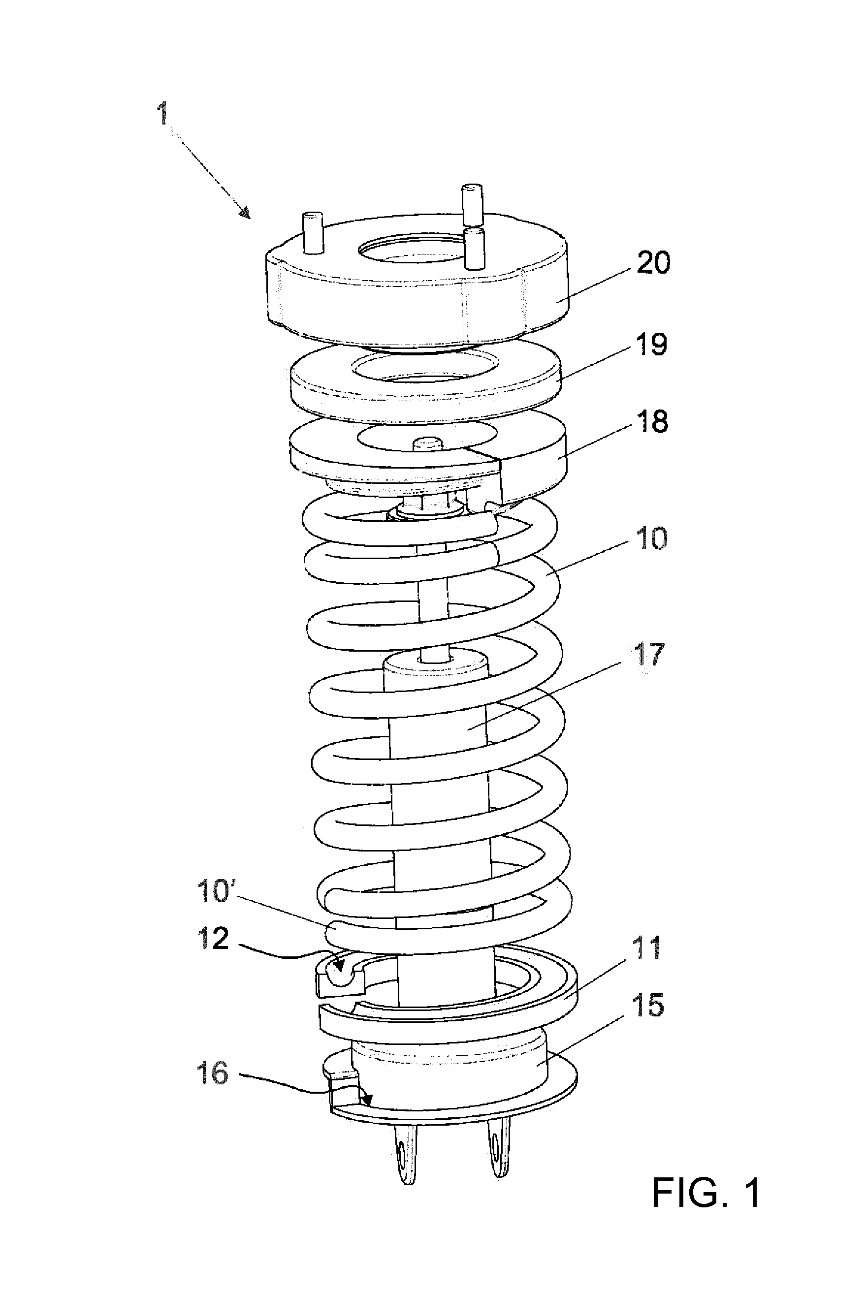 Bearing arrangement for a spring of a vehicle chassis