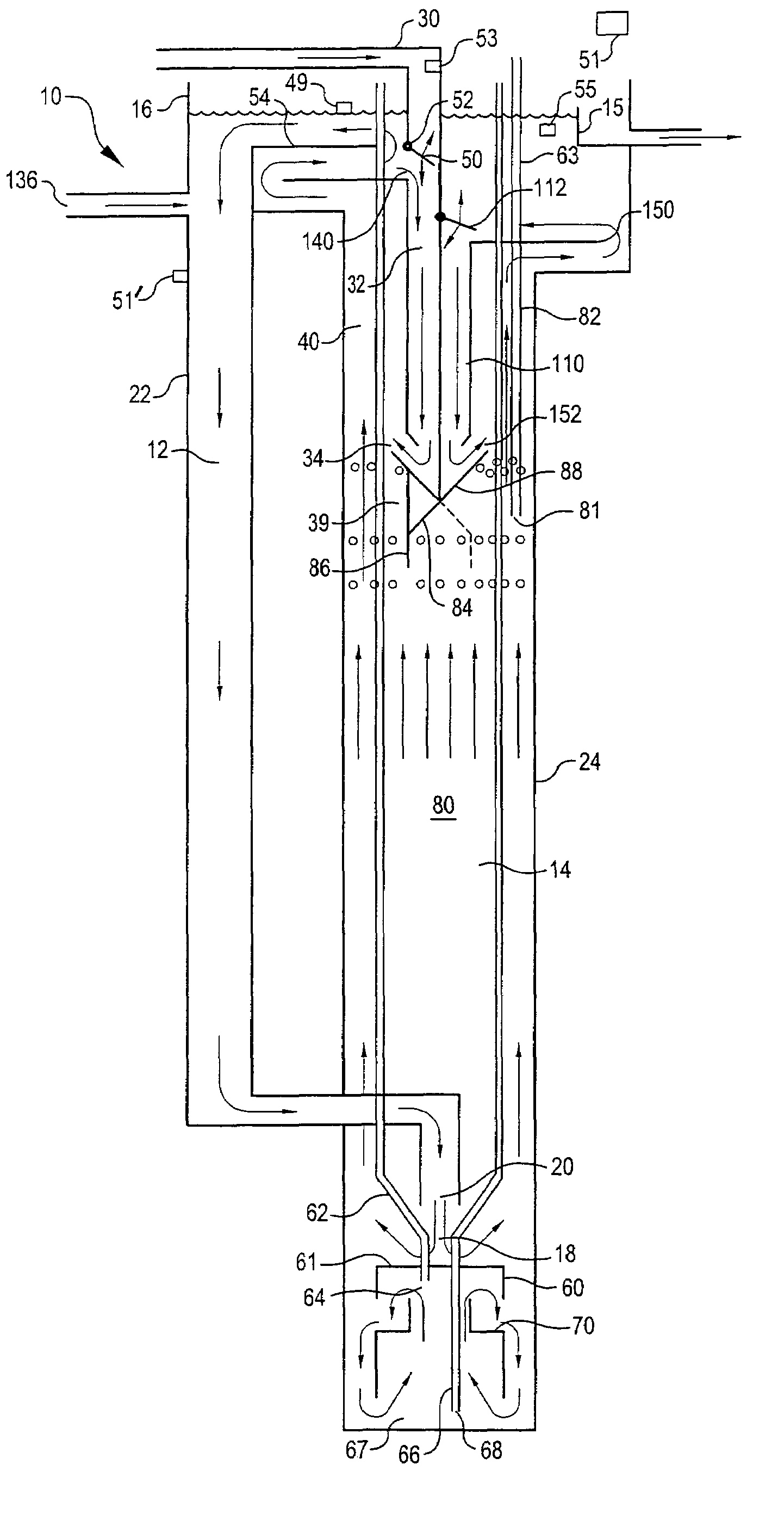 Apparatus for biological treatment of waste waters