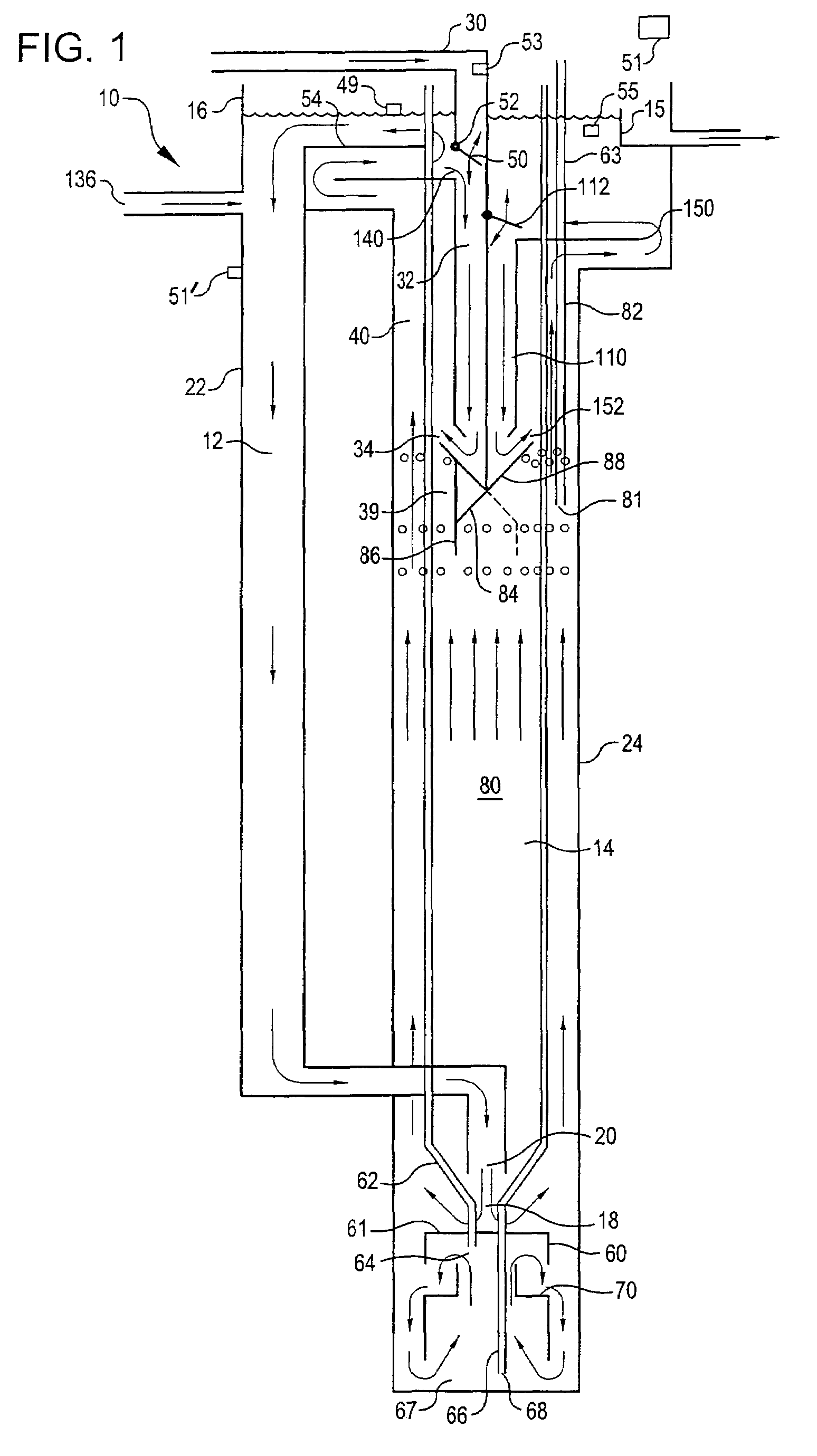 Apparatus for biological treatment of waste waters