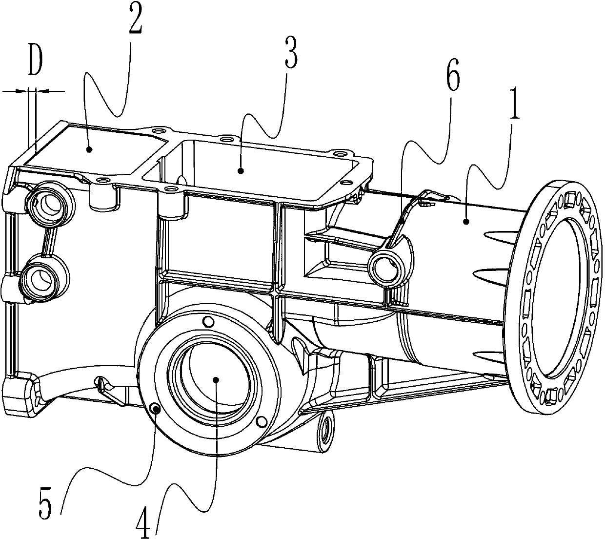 Motorcycle die-casting-type transmission case shell