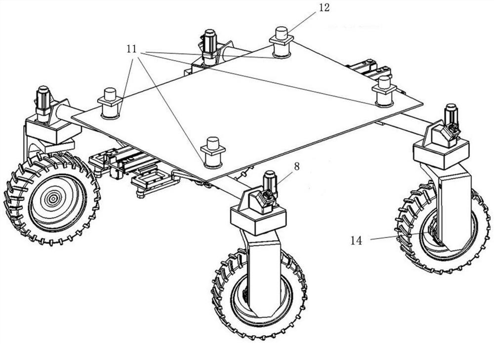 Wheeled agricultural robot with self-adaptive wheel track adjusting function and adjusting method thereof