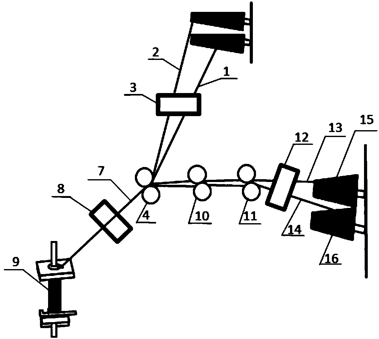 On-line preparation method for quick-drying yarn in embedded type composite spinning