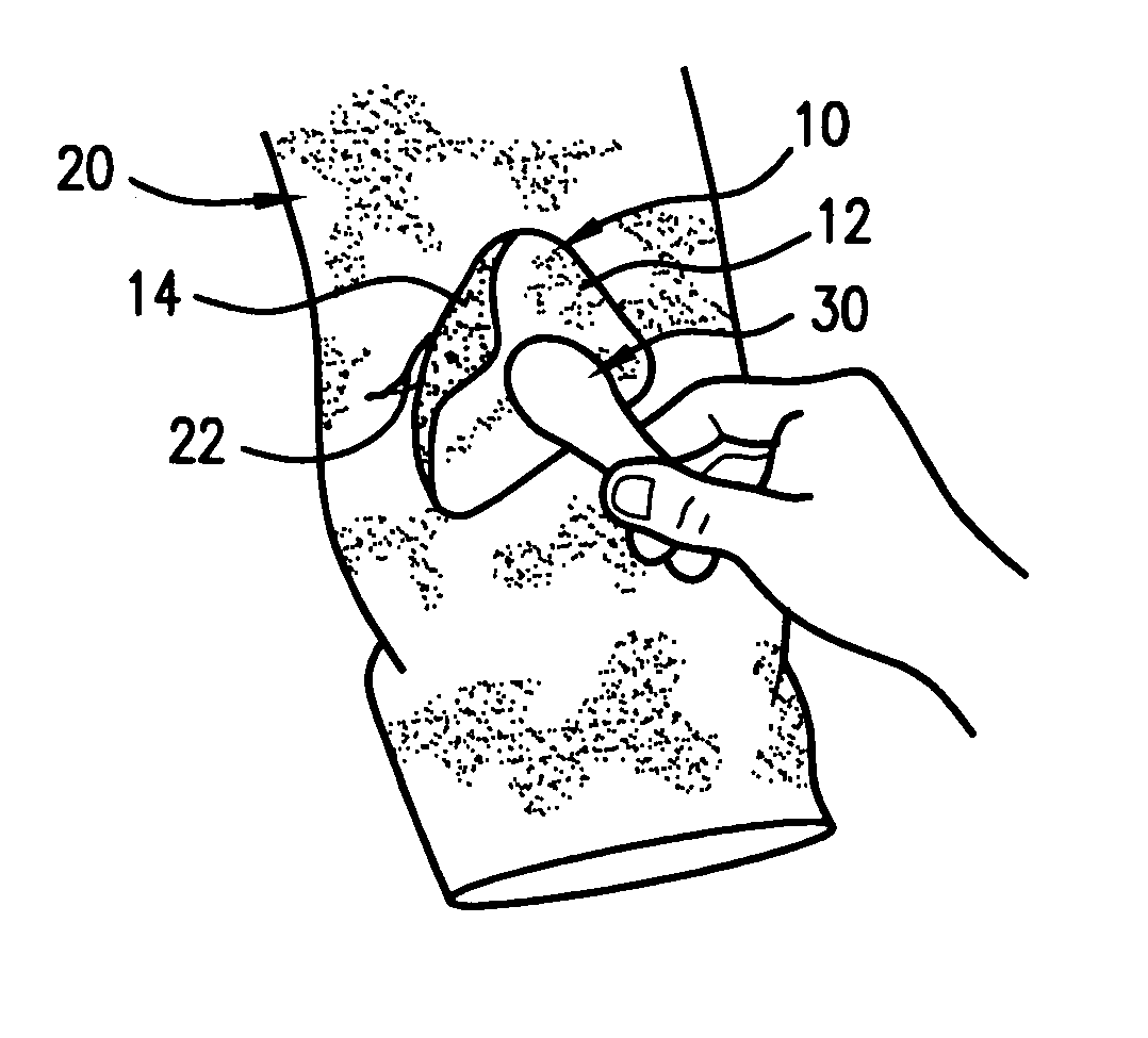 Self adhering fabric patch and moisture resistant flexible enclosure for containing the patch