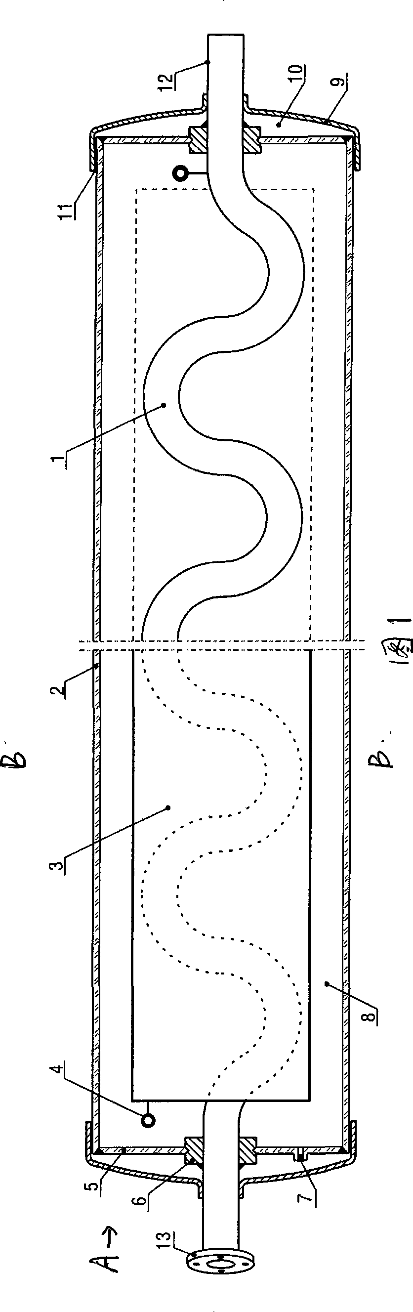 S-shaped through type solar thermal-collecting tube