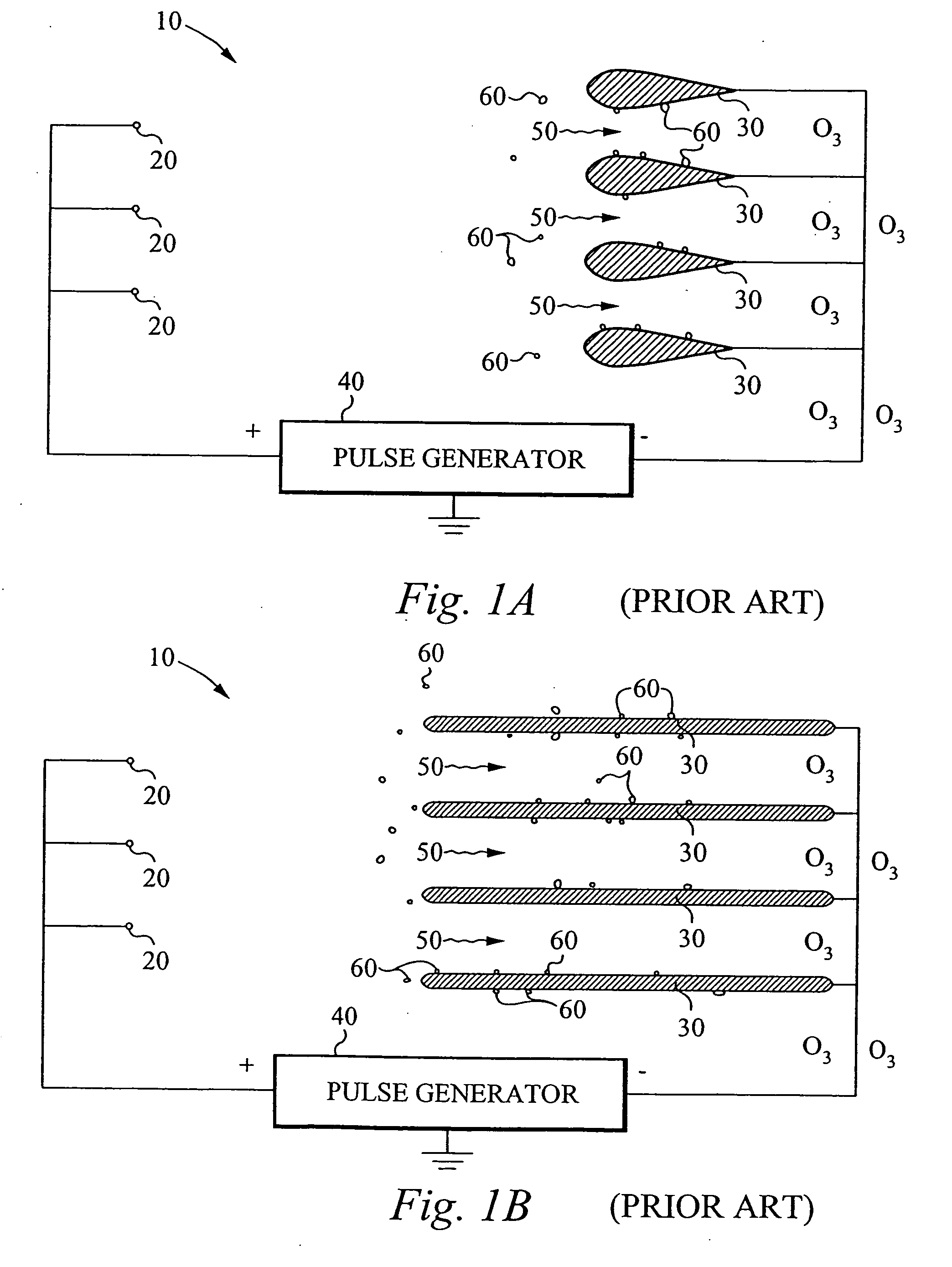 Air conditioner device with variable voltage controlled trailing electrodes