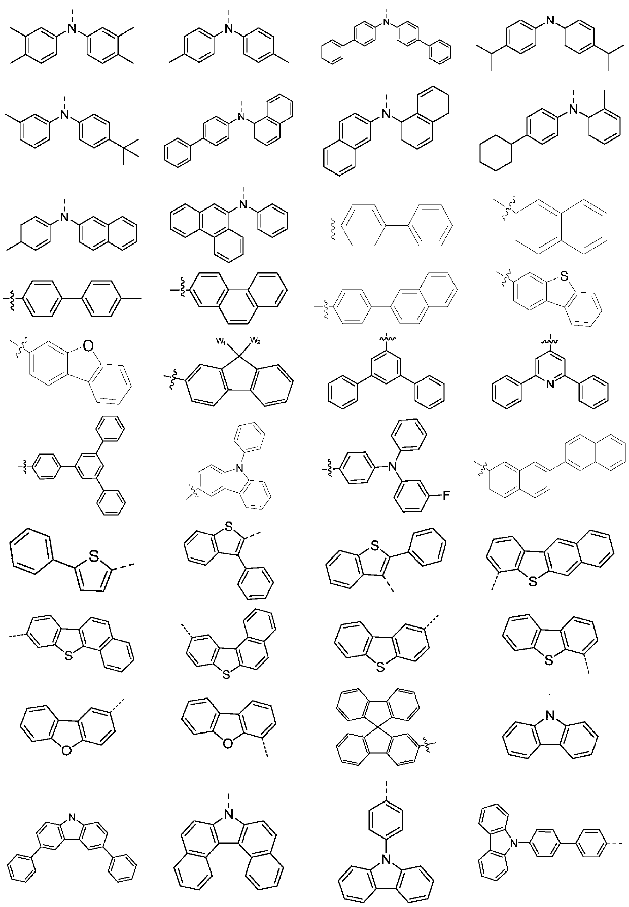 Novel heterocycle-spiro structure compound and application thereof in OLED devices