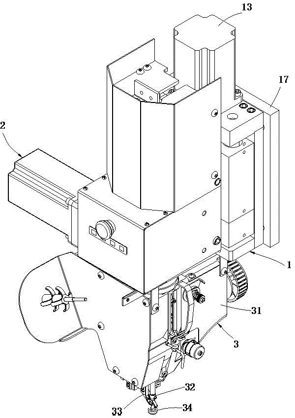Upper machine head of independently-driven rotary type automatic sewing device