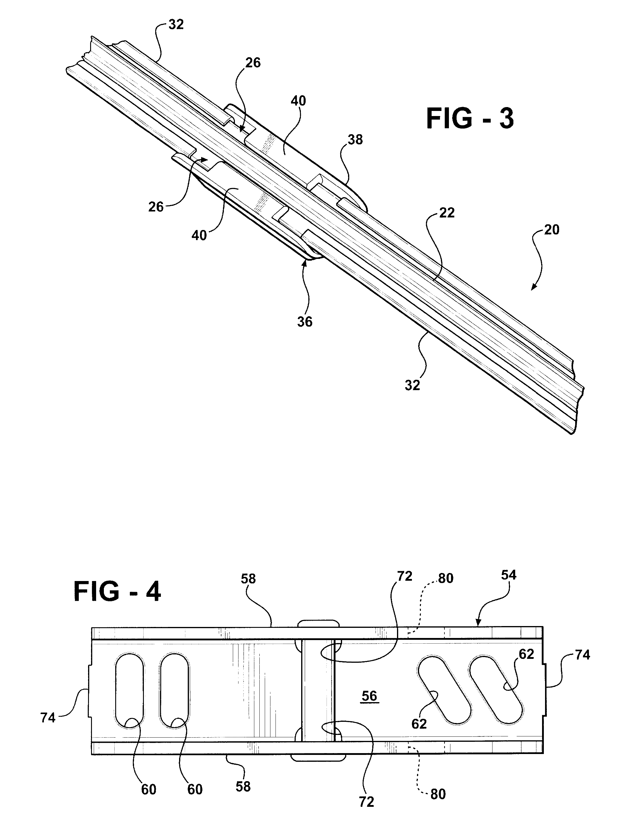 Two-piece connector for flat blade windshield wiper
