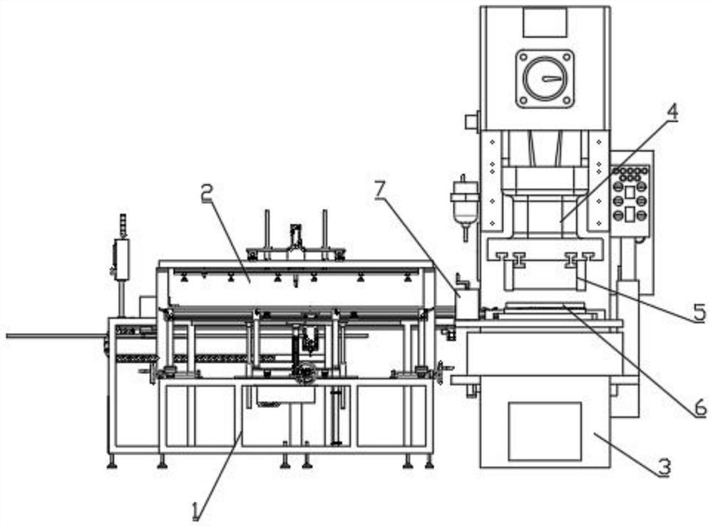 Stamping device for machining storage battery shell and stamping method thereof