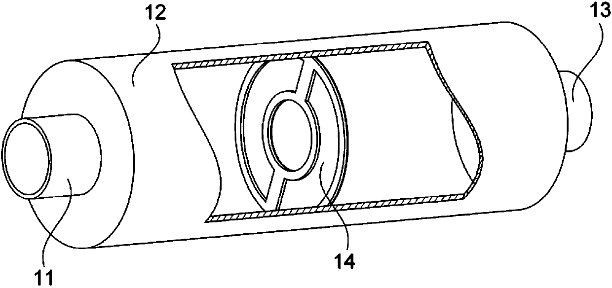 Baffled acoustic metamaterial silencer, and preparation and assembling methods thereof