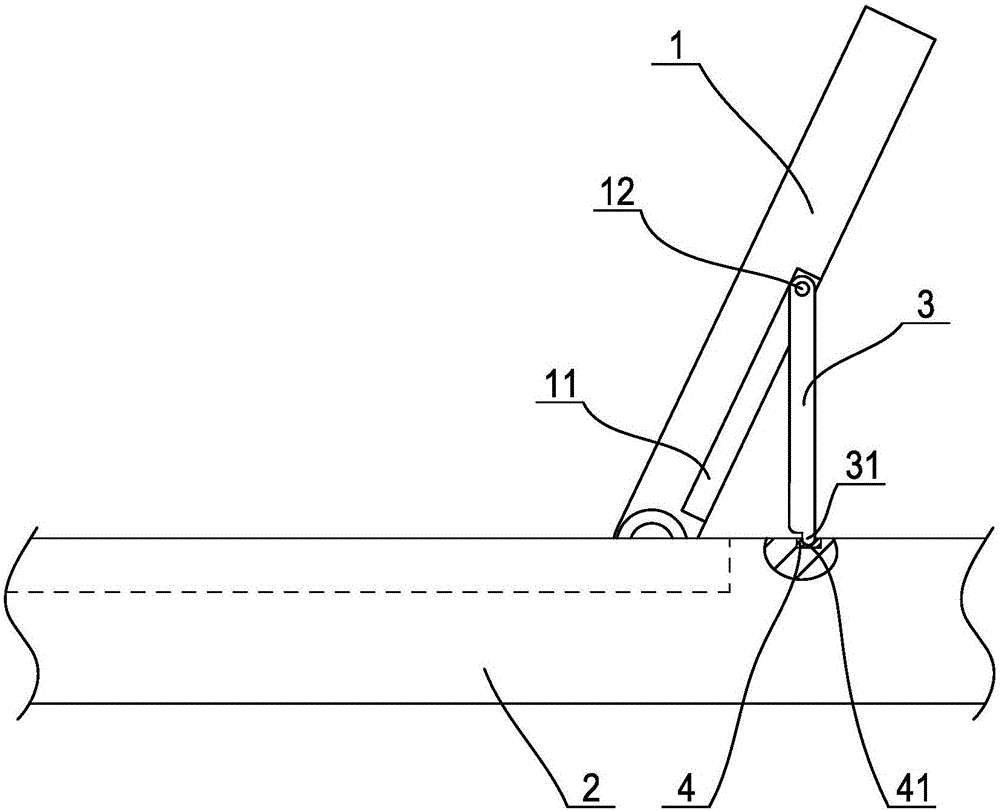 Location structure of overturn touch display screen