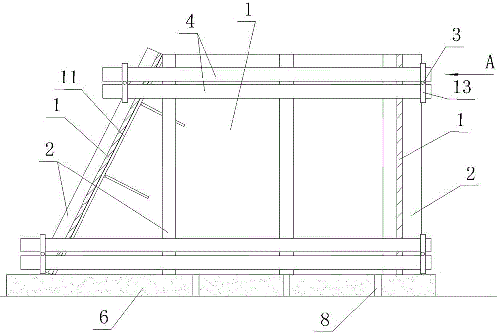Corbel at the lower end of the inclined inner brace of the foundation pit support structure, manufacturing tools and construction method