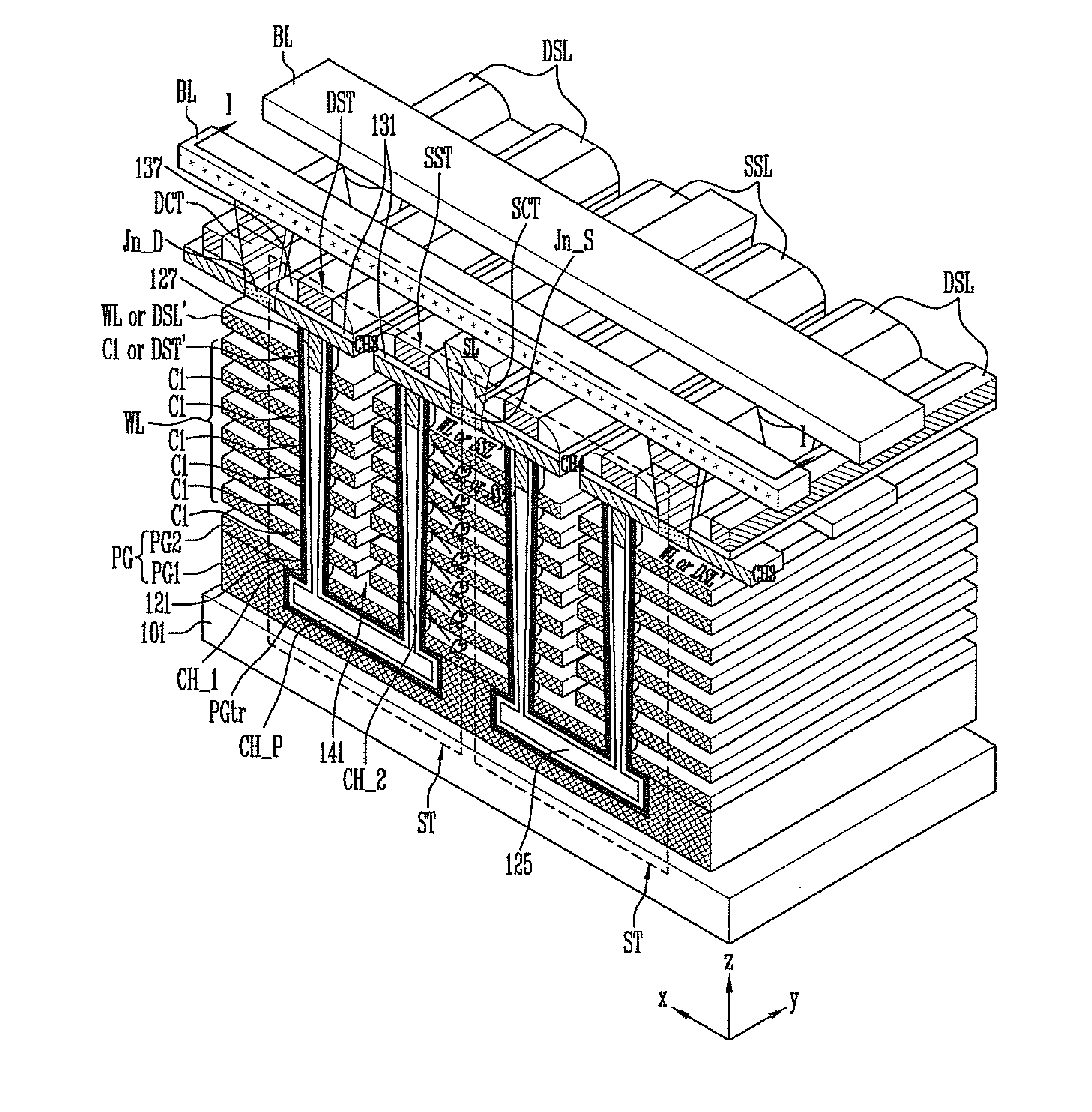3-d nonvolatile memory device and method of manufacturing the same, and memory system including the 3-d nonvolatile memory device