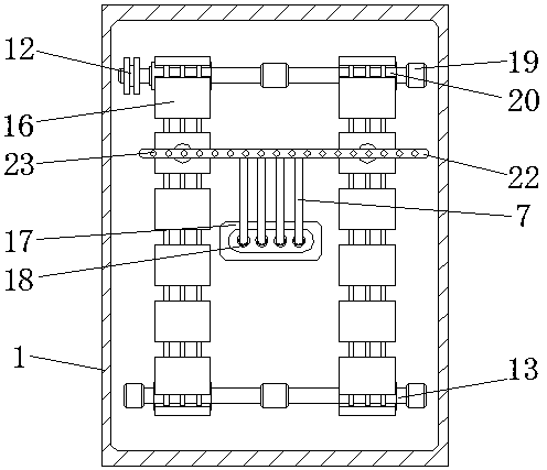 Drying device having adjustable horizontal position and used for clothes processing
