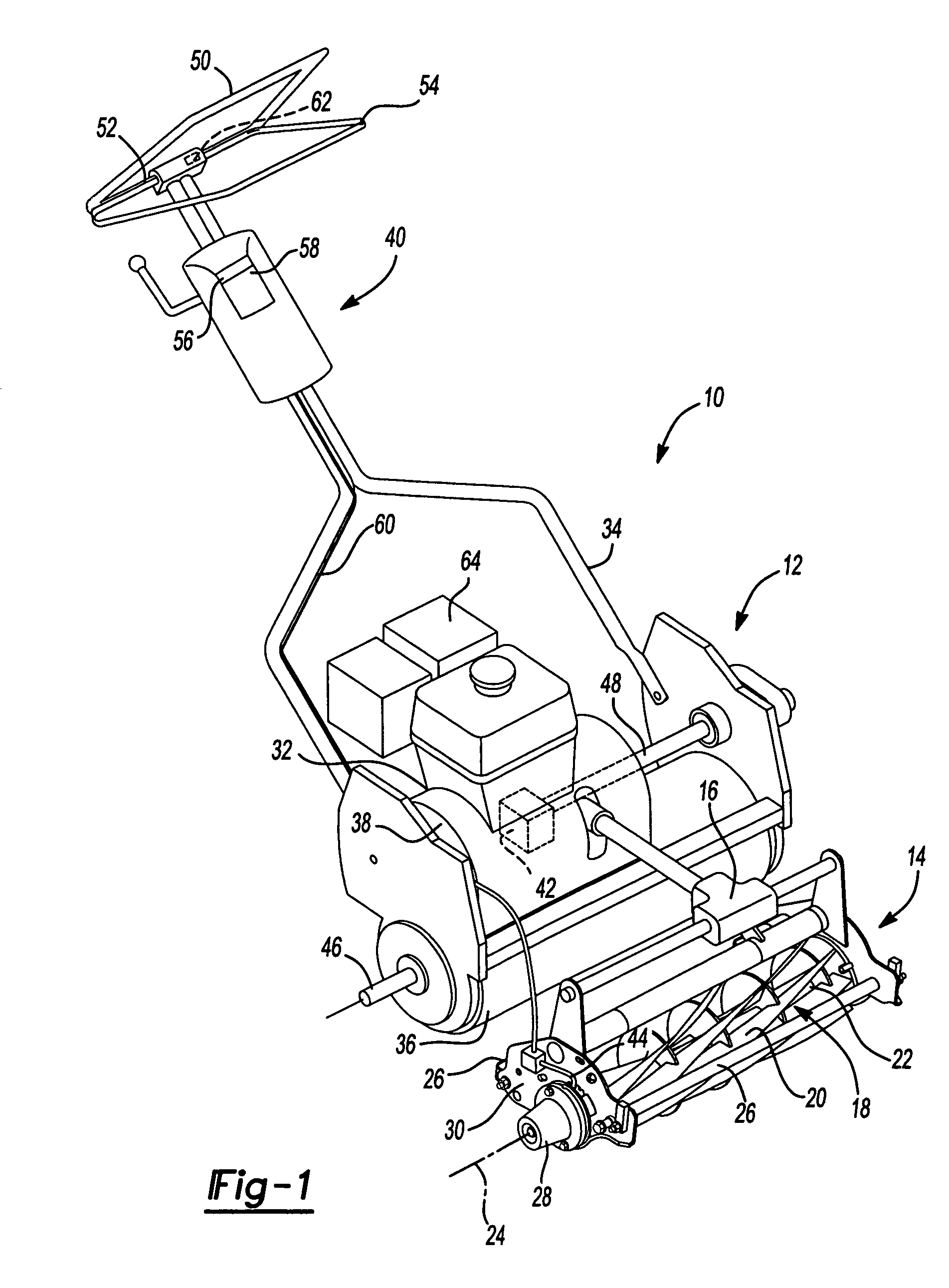 Internal combustion engine traction drive with electric cutting unit drive for walking greens mower