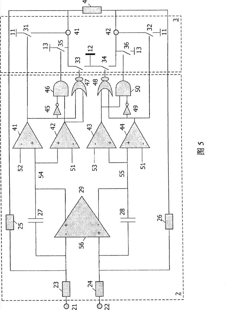 Device comprising a switching amplifier and a load