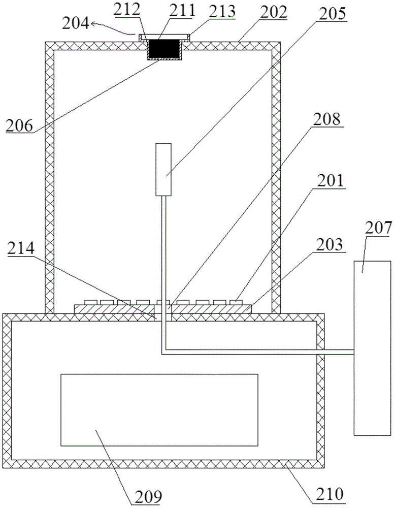 Fluorescence excitation testing device