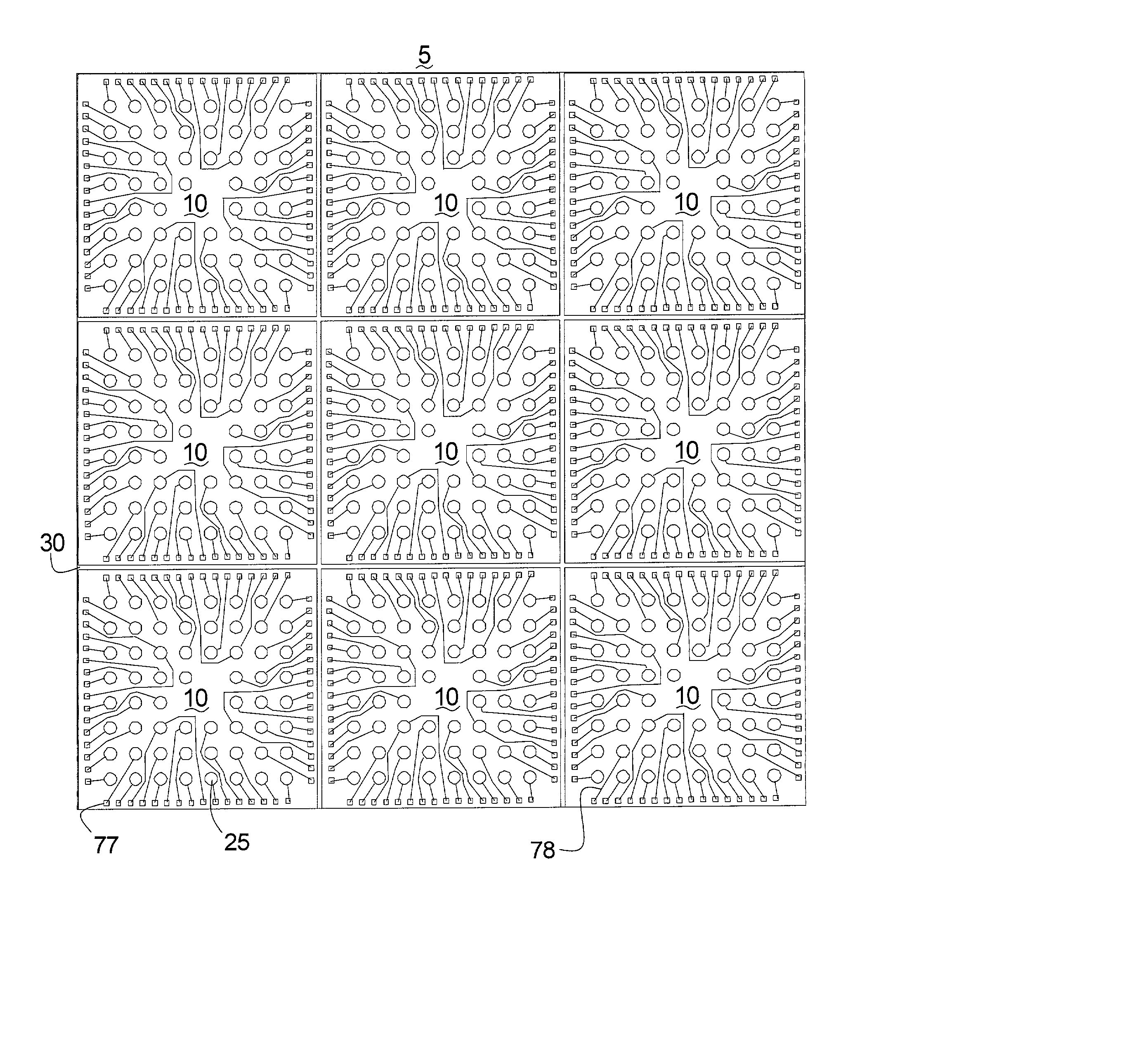 Method and structure of in-situ wafer scale polymer stud grid array contact formation