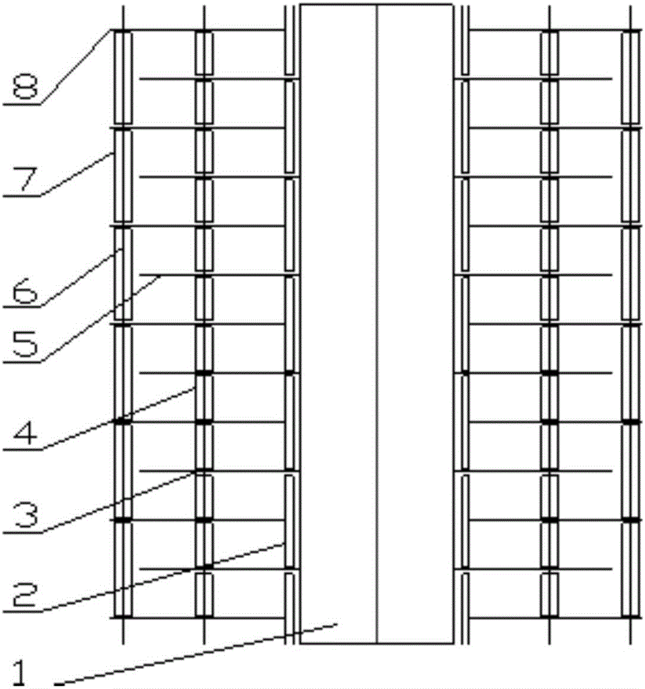 Fixing method of pulse baffle column plate string