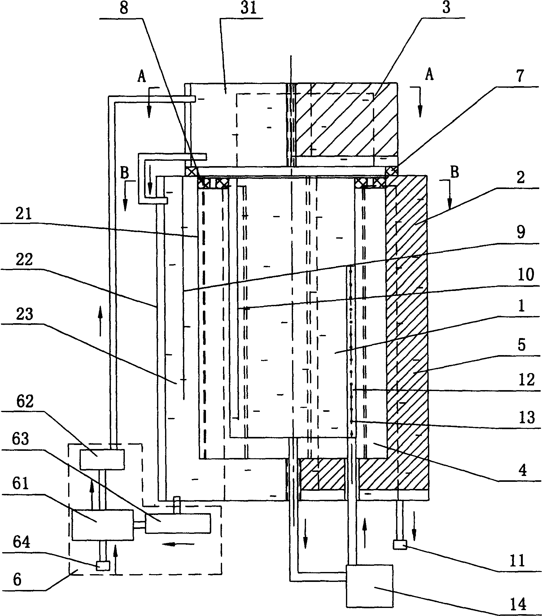 Calorimeter of external bucket with closed chamber circulation temperature contoller