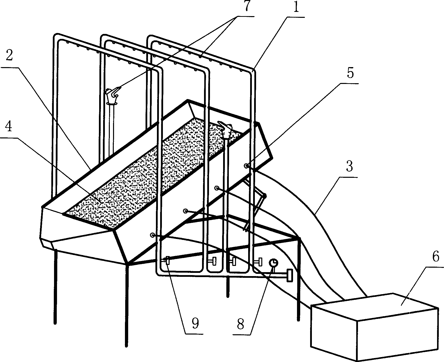 Experimental device for regulatiog and controlling rainfall and experimental method