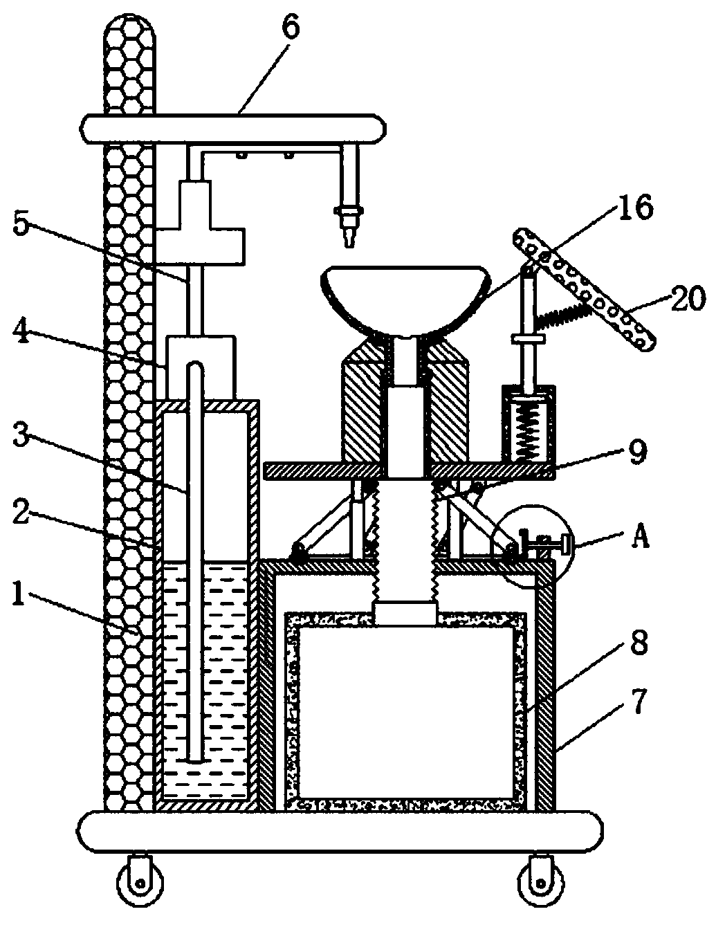 Clean and sanitary vomitus nursing frame for digestive system department